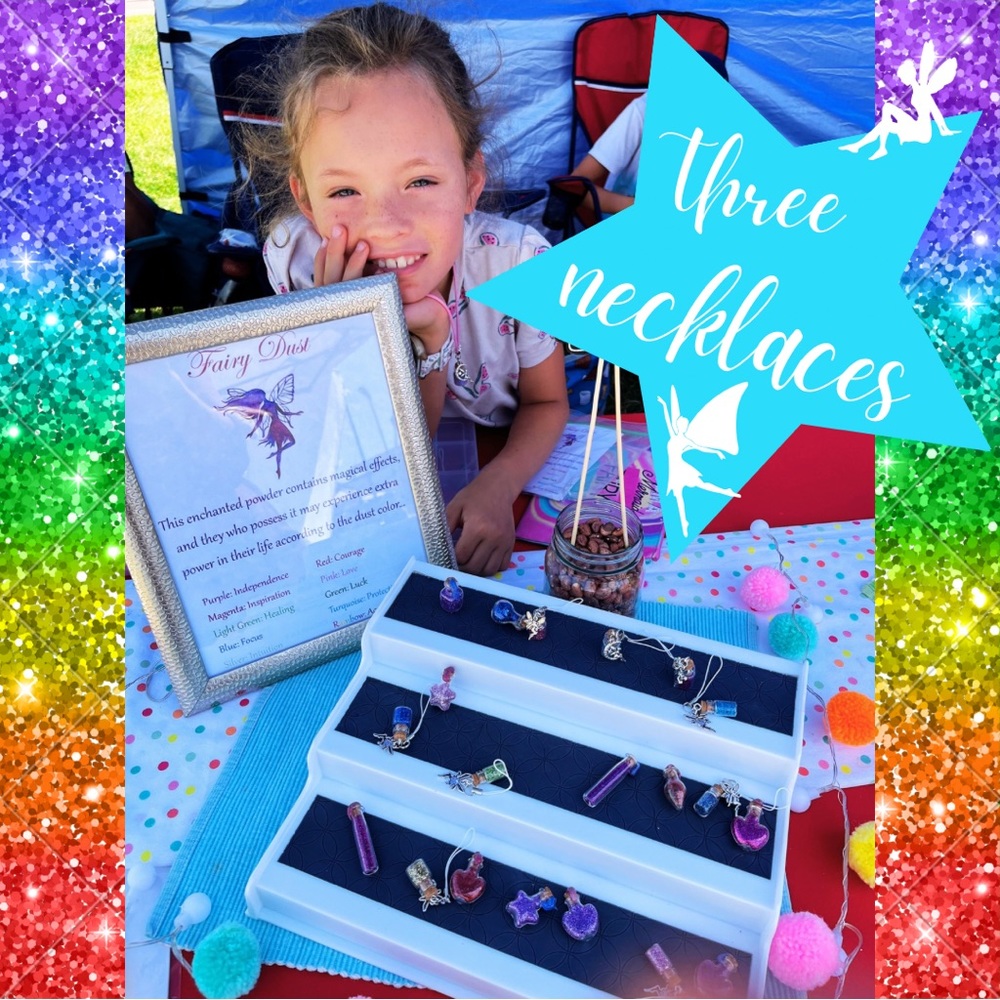 THREE Handcrafted Pixie Dust bottle Necklaces